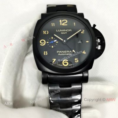 Fake Panerai Luminor GMT PAM 1441 Men Watch Black Steel